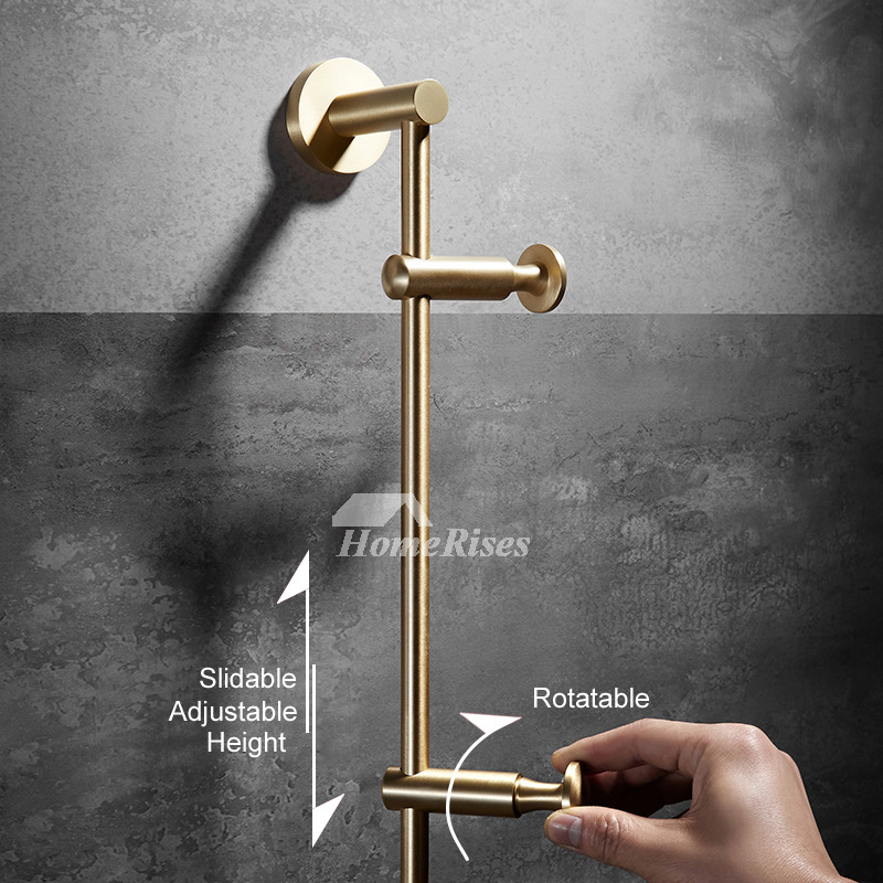 Luxury Brushed Brass Decorative Wall Robe Hooks Rotatable Gold Unique Bathroom Designer 3 - 6 Hook Wall Mounted Coat Rack  Luxury Brushed Brass Decorative Wall Robe Hooks Rotatable Gold Unique Bathroom Designer 3 - 6 Hook Wall Mounted Coat Rack