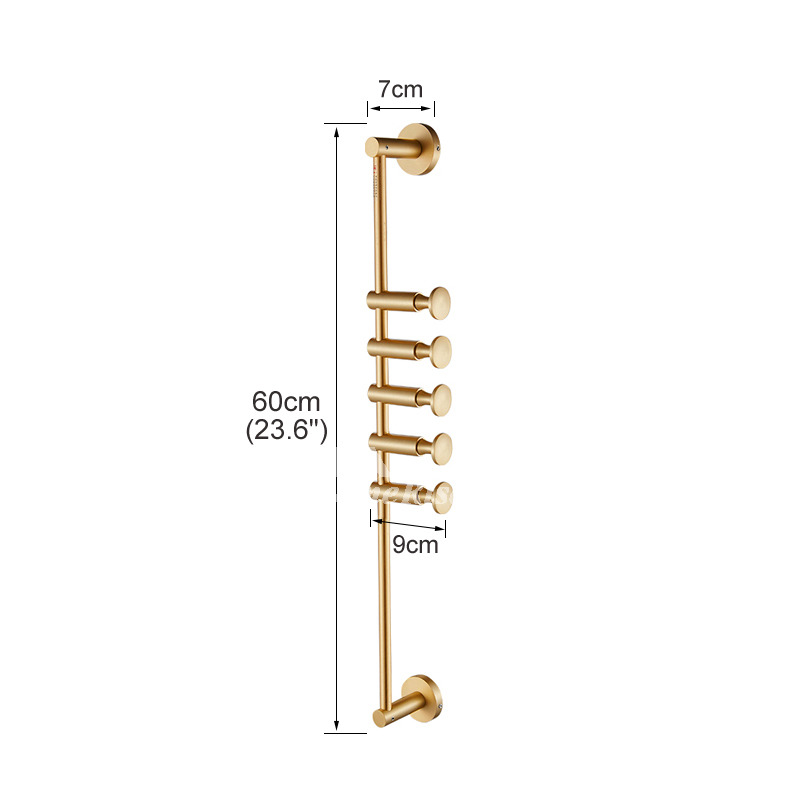 Luxury Brushed Brass Decorative Wall Robe Hooks Rotatable Gold Unique Bathroom Designer 3 - 6 Hook Wall Mounted Coat Rack  Luxury Brushed Brass Decorative Wall Robe Hooks Rotatable Gold Unique Bathroom Designer 3 - 6 Hook Wall Mounted Coat Rack