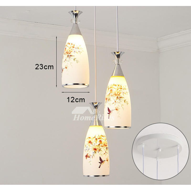 Glass Cylinder 3 Pendant Light Creative Fish line Chandelier Bird Modern  Hanging Silver Fixtures