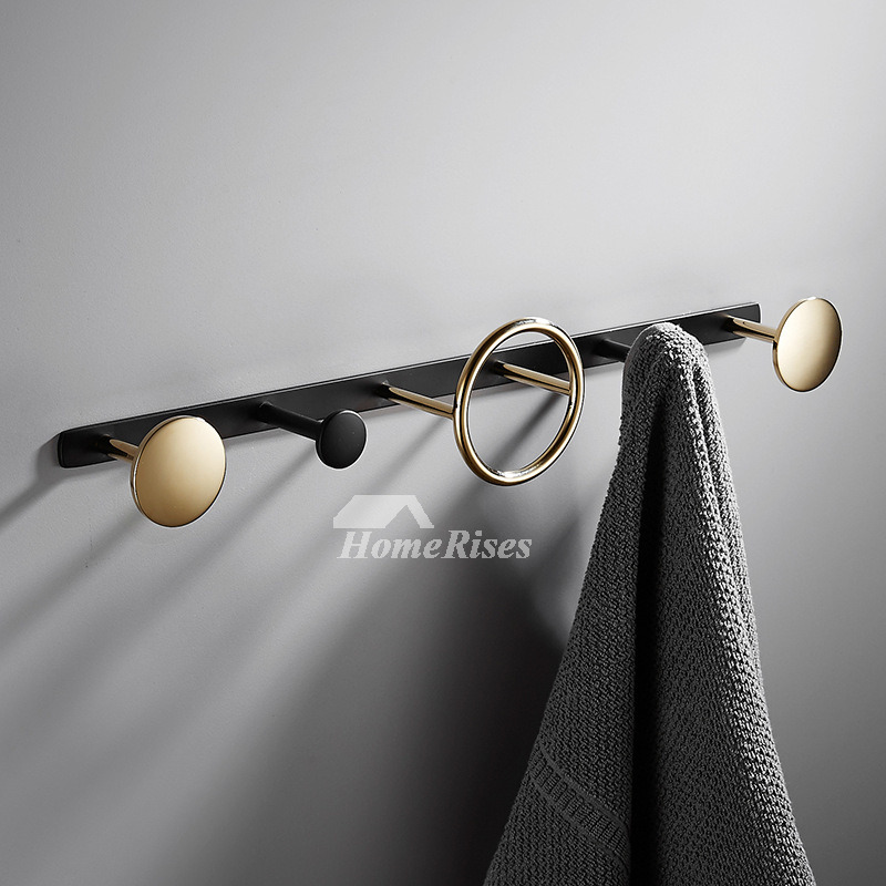 Luxury Brushed Brass /Black/ Polished Chrome Decorative Coat Hooks Gold  Bathroom Robe Hook Hotel Shower Wall