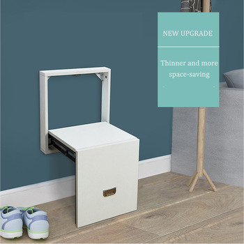 Walnut Wood Change Shoe Stool Sitting Folding Shower Bench Fold Down Wall Mount Entryway