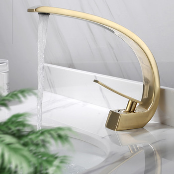 Brushed/ Polished Gold Bathroom Faucet Brass Single Hole Vessel Sink Faucet Unique