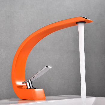 Orange Chrome/ Black Oil Rubbed Bronze/ White/ Chrome/ Brushed Silver Brass Bathroom Faucets
