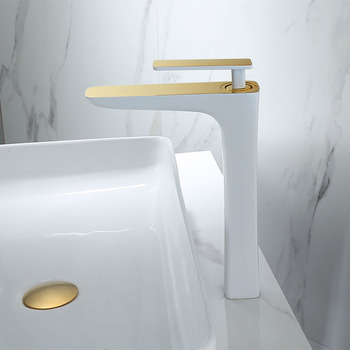 Brass Tall Vessel Faucet White Modern Bathroom Sink Faucets Black Chrome Commercial