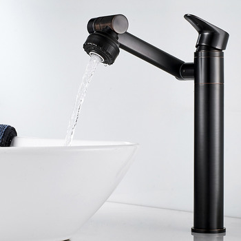 Black Tall Vessel Faucet One Hole Bathroom Faucet Brass Oil Rubbed Bronze Commercial 