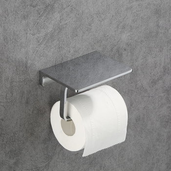 Modern Polished Chrome Toilet Paper Holder With Shelf Wall Mounted Solid Brass Hotel Bathroom Phone Holder