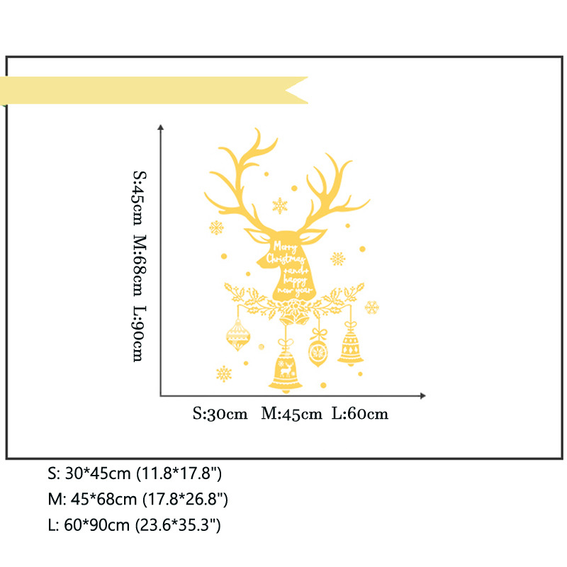 Christmas Decorative Decals Glass Door Brushed Gold/ White/ Red Windows