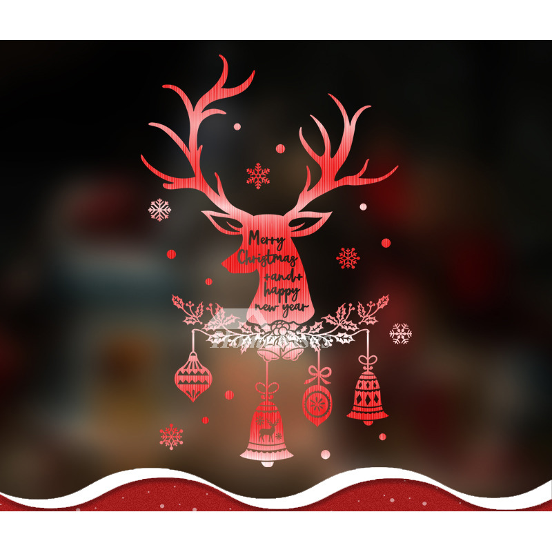 Christmas Decorative Decals Glass Door Brushed Gold/ White/ Red Windows