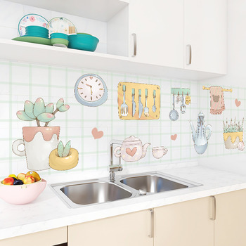 Kitchen oil-proof Waterproof Wall Decals Cute Cartoon For Home Decor Stickers