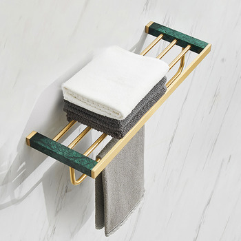 Marble Brass Multi Towel Rack Holder Shower Door Unique Bathroom Gold Modern Toilet 