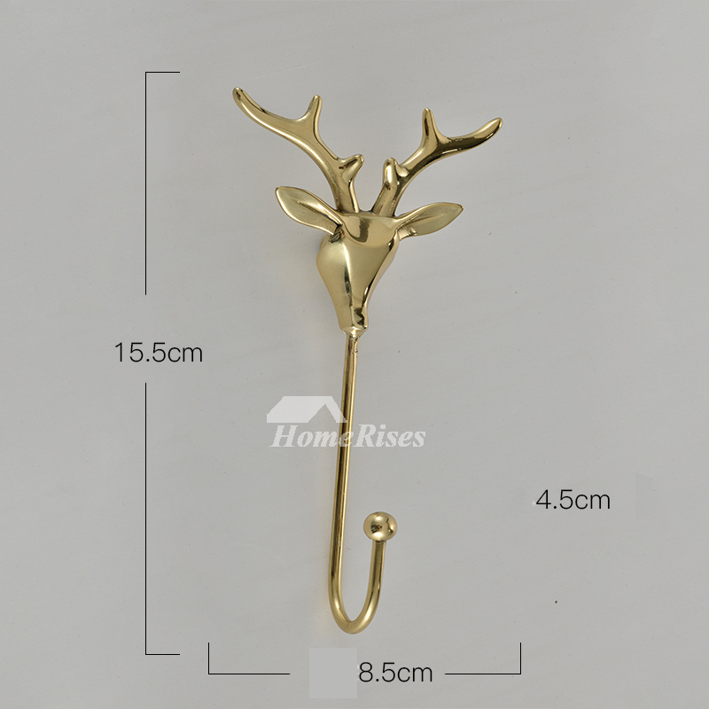 Deer Ginkgo Leaf Butterfly Decorative Hooks Art Wall Coat Hook Solid Brass  Gold