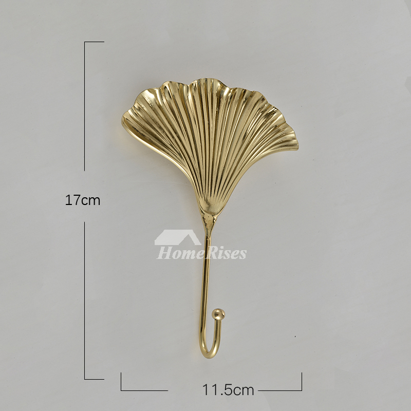 Deer Ginkgo Leaf Butterfly Decorative Hooks Art Wall Coat Hook Solid Brass  Gold