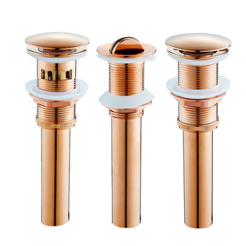 Rose Gold Brass Bathroom Sink Drain Flip-top/ Pop-up Electroplated Polished Vanity Sink Stopper