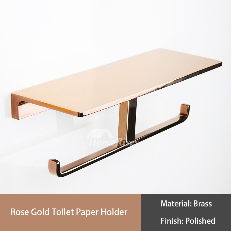 Luxury Gold Modern Double Toilet Paper Holder Polished Brass