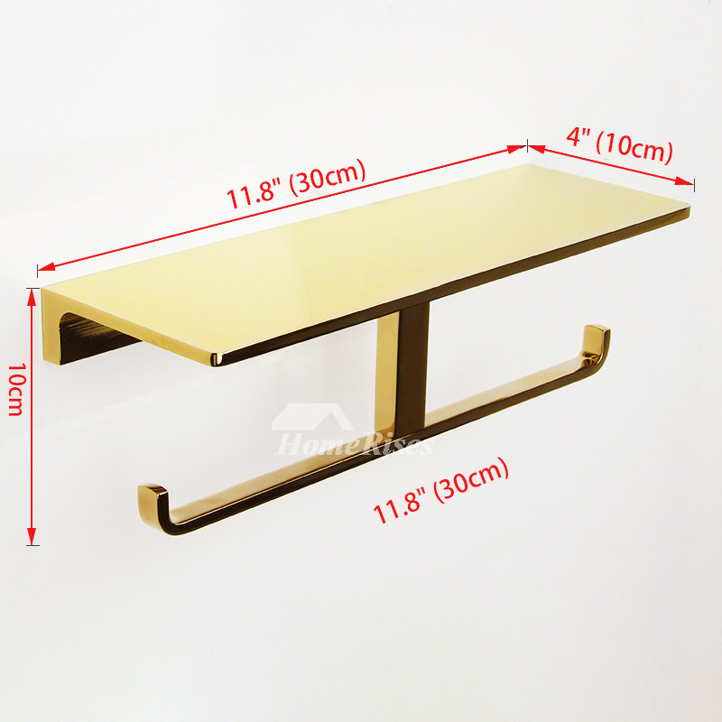 Luxury Gold Modern Double Toilet Paper Holder Polished Brass