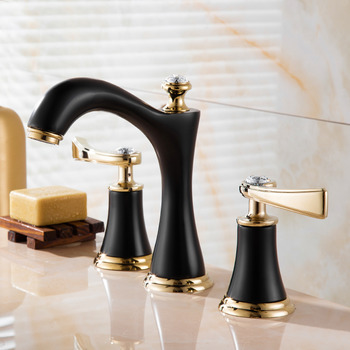 3 Hole Widespread Bathroom Faucet Black/ White/ Chrome Modern Bath Vessel Faucets
