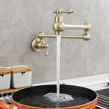 Brushed Gold/ Silver Pot Filler Faucet Kitchen Brass Oil Rubbed Bronze Wall Mount Folding  