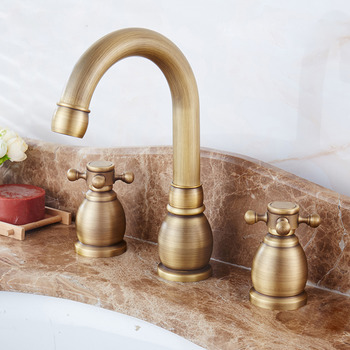 Antique Bathroom Faucets 3 Hole Brushed Solid Brass Retro Vintage Style Claw Tub Faucet