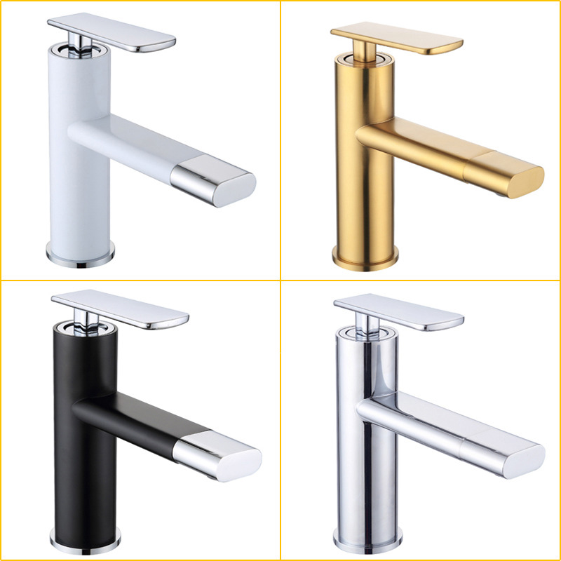 Bathroom Vanity Brushed Gold Brass Single Hole Faucet Silver/Black/ White