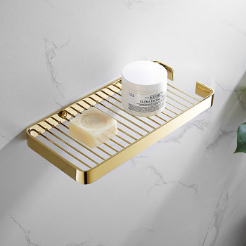 Luxury Polished Brass Gold/ Silver/ Matte Black Bathroom Shelf Wall Mounted Single/Double Layer