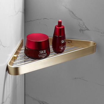 Hoinerus brushed gold shower shelf adhesive or drilling shower