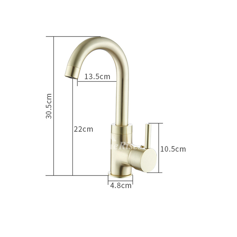 Brass Bathroom Faucet Brushed Gold High End Contemporary Single Hole ...