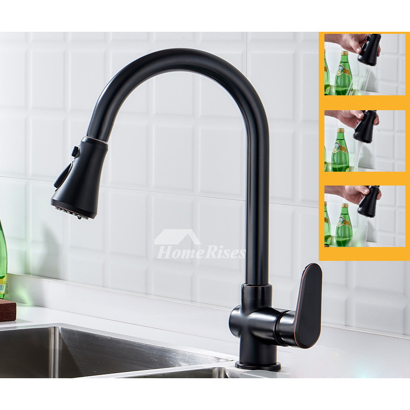 Black/ Silver Kitchen Sink Faucet Brass Oil Rubbed Bronze Chrome Pull ...
