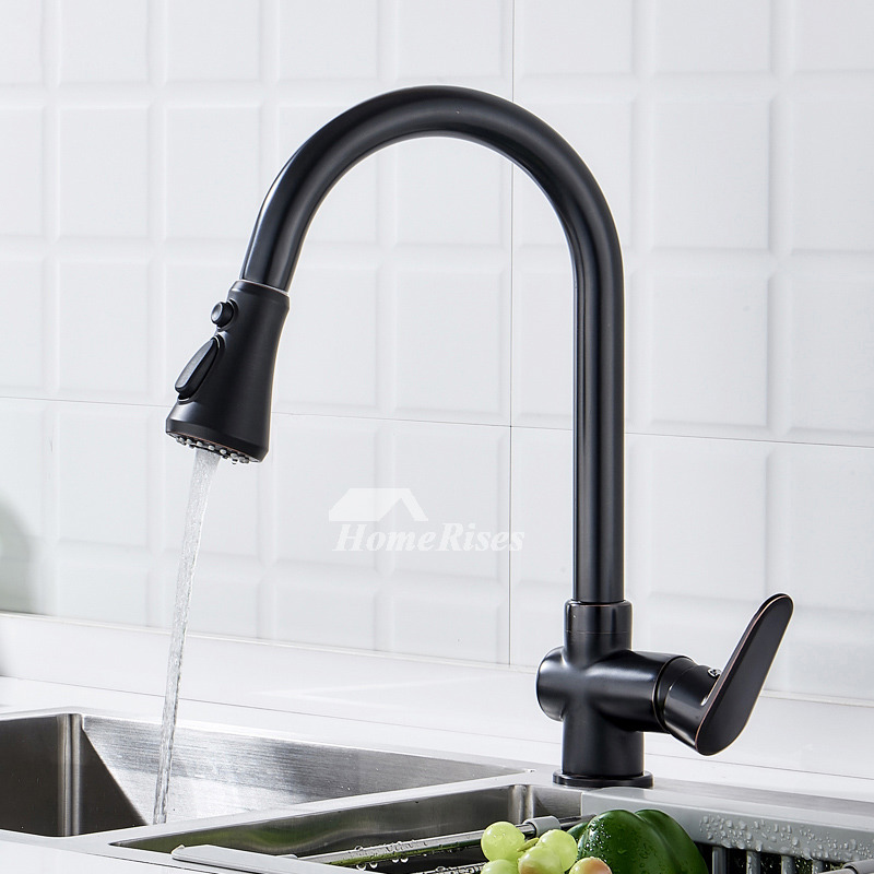 Black/ Silver Kitchen Sink Faucet Brass Oil Rubbed Bronze Chrome Pull