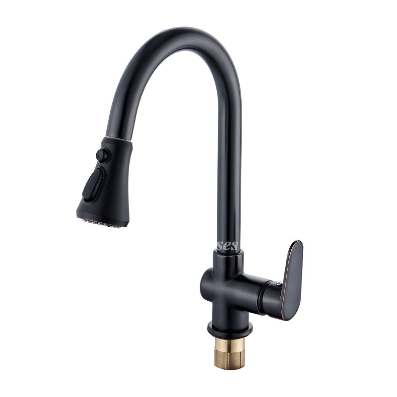 Black/ Silver Kitchen Sink Faucet Brass Oil Rubbed Bronze Chrome Pull ...