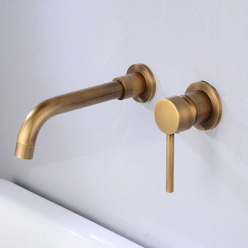 Wall Mount Rotatable 2 Hole Bathroom Faucet Antique Brass/ Polished Gold/ Black/ White