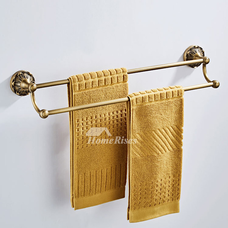 Decorative For Bathroom Towel Rack Luxury Wall Mounted Carved Antique Brass Vintage Hotel
