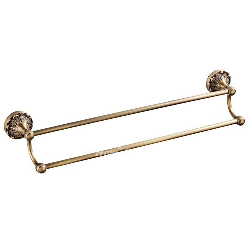 Decorative For Bathroom Towel Rack Luxury Wall Mounted Carved Antique Brass Vintage Hotel