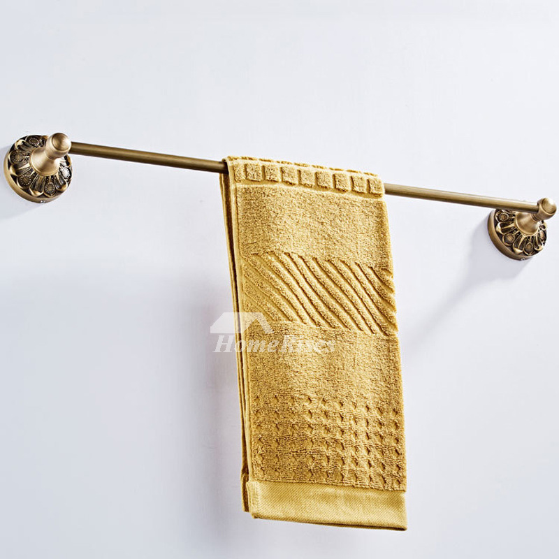 Gold Color Brass Single Towel Bar Towel Rack Bathroom Wall Mounted Towel  Holder