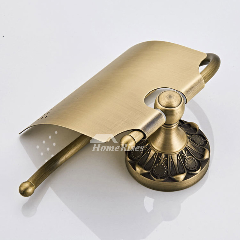 Wall Mount Antique Brass Bathroom Toilet Paper Holder Carved Single Roll  Luxury Gold