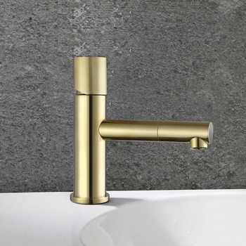 Single Hole Bathroom Faucets Modern Brushed Gold/ Matte Black Brass Rotatable