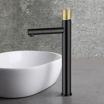 Bathroom Vessel Sink Faucets Rotatable Brushed Gold/ Matte Black Brass Tall Single Handle