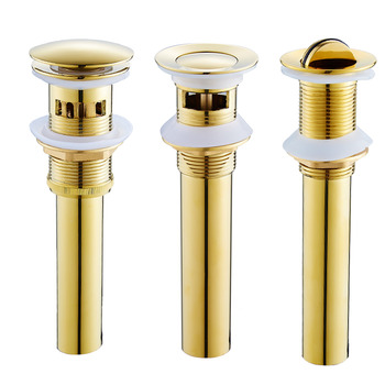 Polished Gold Brass Bathroom Sink Drain Flip-top/ Pop-up Overflow Hole Vanity Sink Stopper