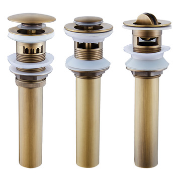 Brushed Antique Brass Vanity Sink Drain Flip-top/ Pop-up Overflow Hole Bathroom Sink Stopper