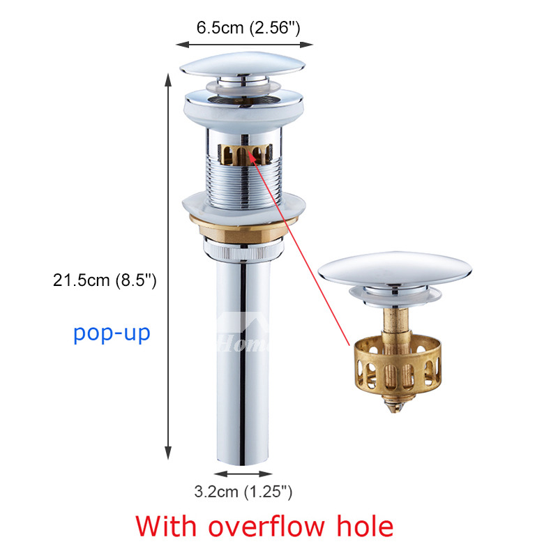 Polished Chrome Bathroom Sink Drain Pop-up Overflow Hole Brass Lavatory Vanity Sink Stopper Polished Chrome Bathroom Sink Drain Pop-up Overflow Hole Brass Lavatory Vanity Sink Stopper