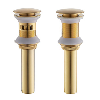 Luxury Brushed Brass Bathroom Sink Drain Pop-up Overflow Hole Gold Lavatory Vanity Sink Stopper