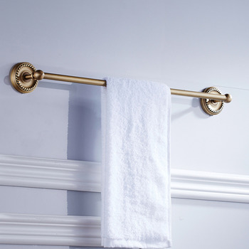 Antique Brass Golden Vintage Single/ Double Towel Racks For Bathrooms Wall Mount Bar Shelf