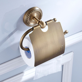 Wall Mount Antique Brass Bathroom Toilet Paper Holder Gold Single Roll
