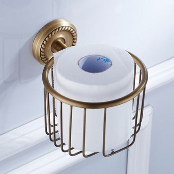 Gold Brushed Antique Brass Toilet Paper Holder Commercial Hotel Bathroom Wall Mounted