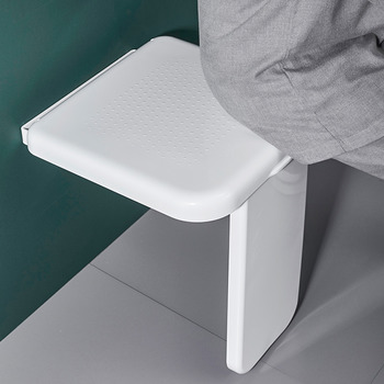 White Folding Shower Bench Seat With Legs For Elderly Wall Mounted Bathroom Stool Fold Up Non-Slip Chairs