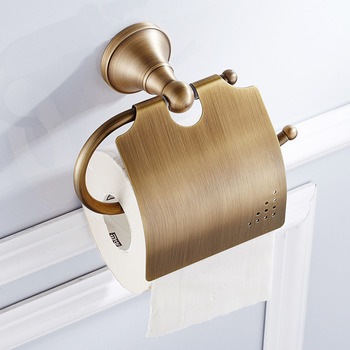 Antique Brushed Brass Toilet Paper Holder Bathroom Single Roll Luxury Gold Wall Mount