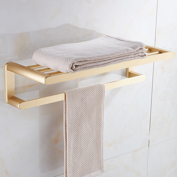 Antique Brass Towel Rack Shelf Wall Mounted Bathroom Unique