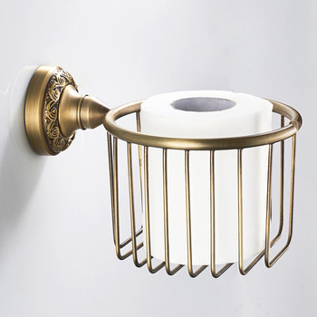 Antique Brass Toilet Paper Basket Bathroom Wall Mounted Commercial Paper Holder