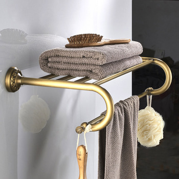 Gold Color Brass Wall Mount Bathroom Towel Rack Towel Rail/ Towel Bar Shelf