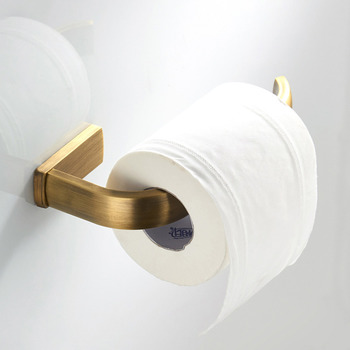 Bathrooms Antique Brass Toilet Paper Holder Single Roll Wall Mount Rustic Gold