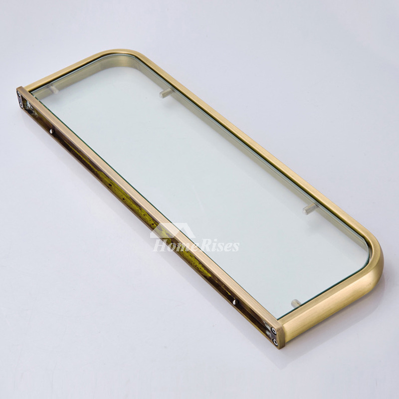 Simple Brass Bathroom Shelves Wall Mounted Glass Phone Holder White  Decorative Shower Wall Shelf